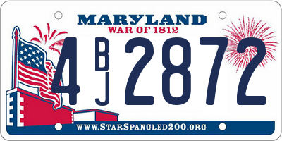 MD license plate 4BJ2872