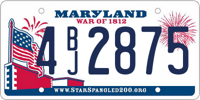 MD license plate 4BJ2875