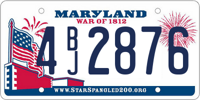 MD license plate 4BJ2876