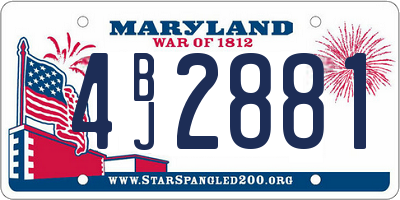 MD license plate 4BJ2881