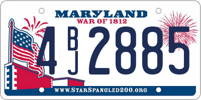 MD license plate 4BJ2885