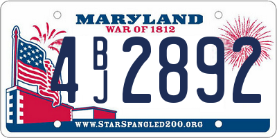 MD license plate 4BJ2892