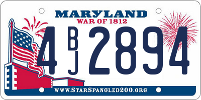 MD license plate 4BJ2894