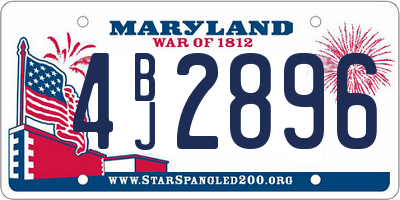 MD license plate 4BJ2896