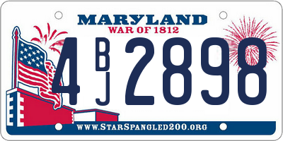 MD license plate 4BJ2898