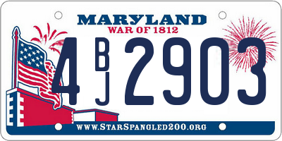 MD license plate 4BJ2903
