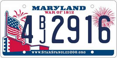 MD license plate 4BJ2916