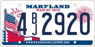 MD license plate 4BJ2920