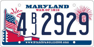 MD license plate 4BJ2929