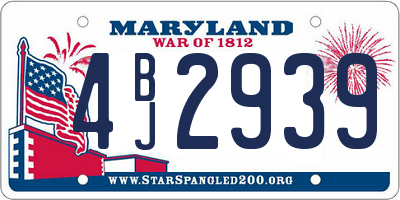 MD license plate 4BJ2939