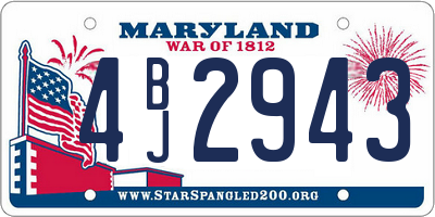 MD license plate 4BJ2943