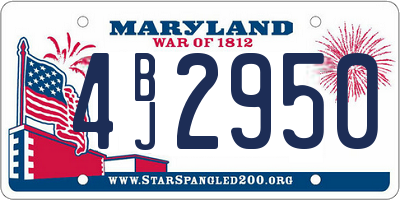 MD license plate 4BJ2950
