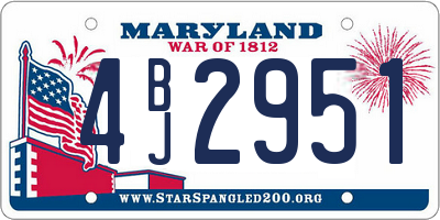 MD license plate 4BJ2951