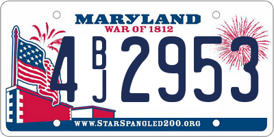 MD license plate 4BJ2953