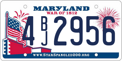 MD license plate 4BJ2956