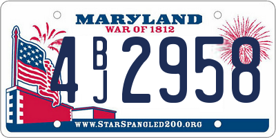 MD license plate 4BJ2958