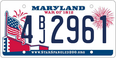 MD license plate 4BJ2961