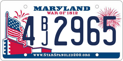 MD license plate 4BJ2965