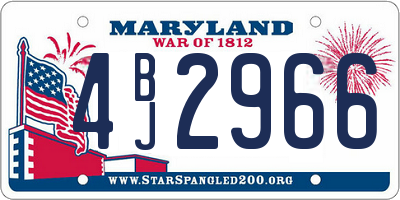 MD license plate 4BJ2966