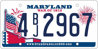 MD license plate 4BJ2967
