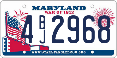 MD license plate 4BJ2968