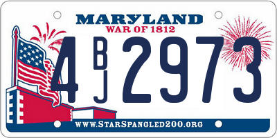 MD license plate 4BJ2973
