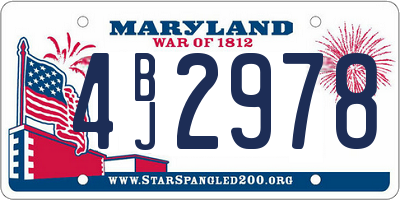 MD license plate 4BJ2978