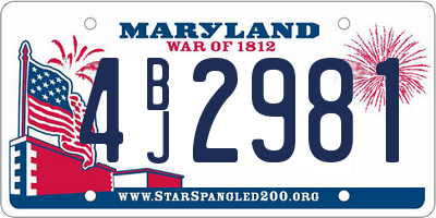 MD license plate 4BJ2981