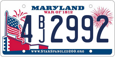 MD license plate 4BJ2992