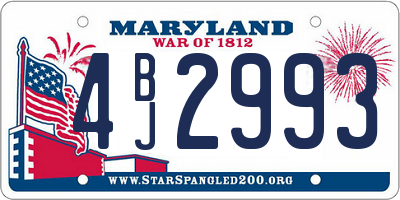 MD license plate 4BJ2993