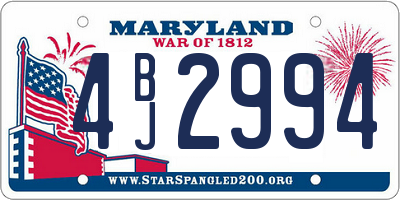 MD license plate 4BJ2994