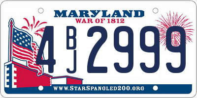 MD license plate 4BJ2999
