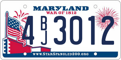 MD license plate 4BJ3012