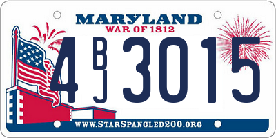 MD license plate 4BJ3015