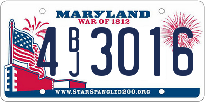 MD license plate 4BJ3016