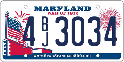 MD license plate 4BJ3034