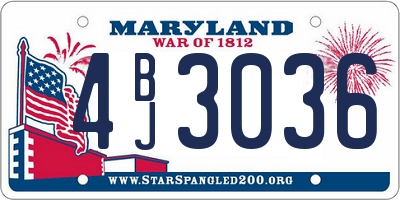 MD license plate 4BJ3036