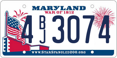 MD license plate 4BJ3074