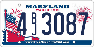 MD license plate 4BJ3087