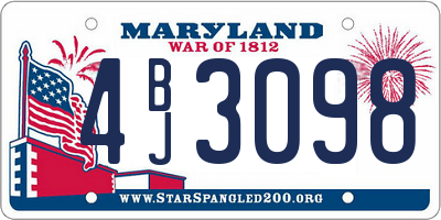 MD license plate 4BJ3098