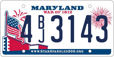MD license plate 4BJ3143