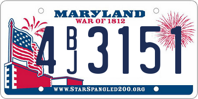 MD license plate 4BJ3151
