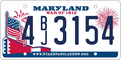 MD license plate 4BJ3154