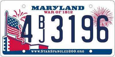 MD license plate 4BJ3196