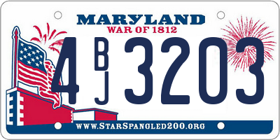 MD license plate 4BJ3203