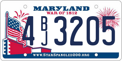MD license plate 4BJ3205