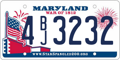 MD license plate 4BJ3232