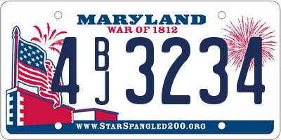 MD license plate 4BJ3234