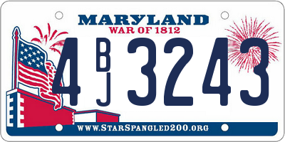 MD license plate 4BJ3243