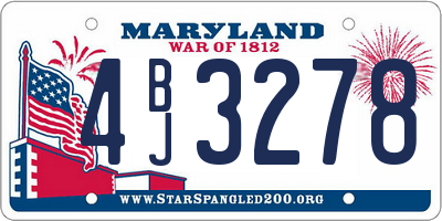 MD license plate 4BJ3278
